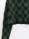 YANYAN KNITS Fall/Winter 2025: Wool plaid cropped sweater/mid-length skirt set YYK-YYW25-2021-GW (Sweater)